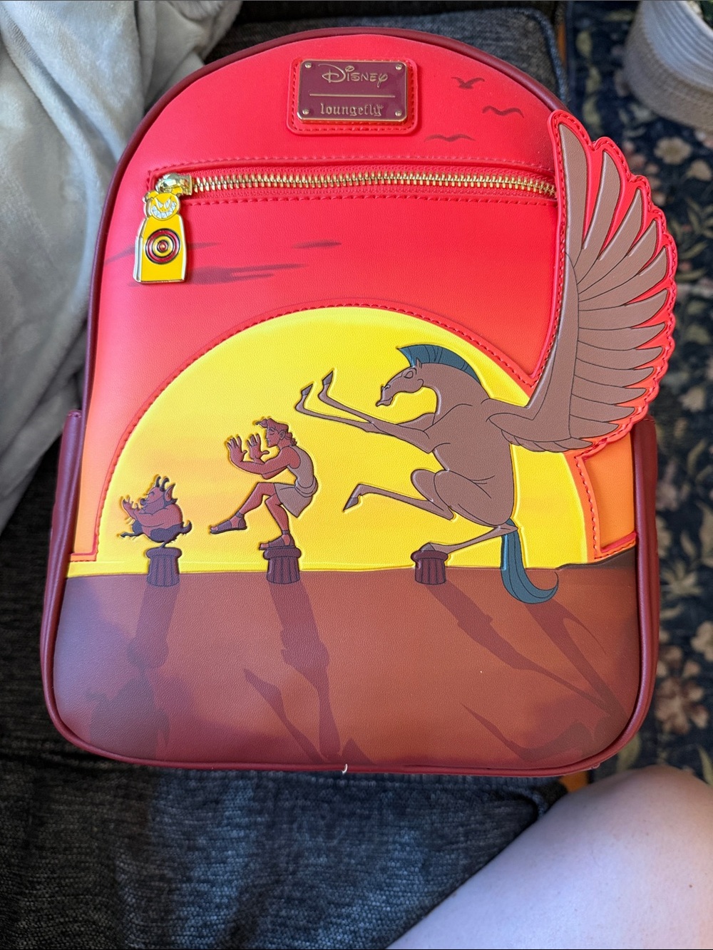 Loungefly Red and Yellow Disney Pegasus Mini Backpack